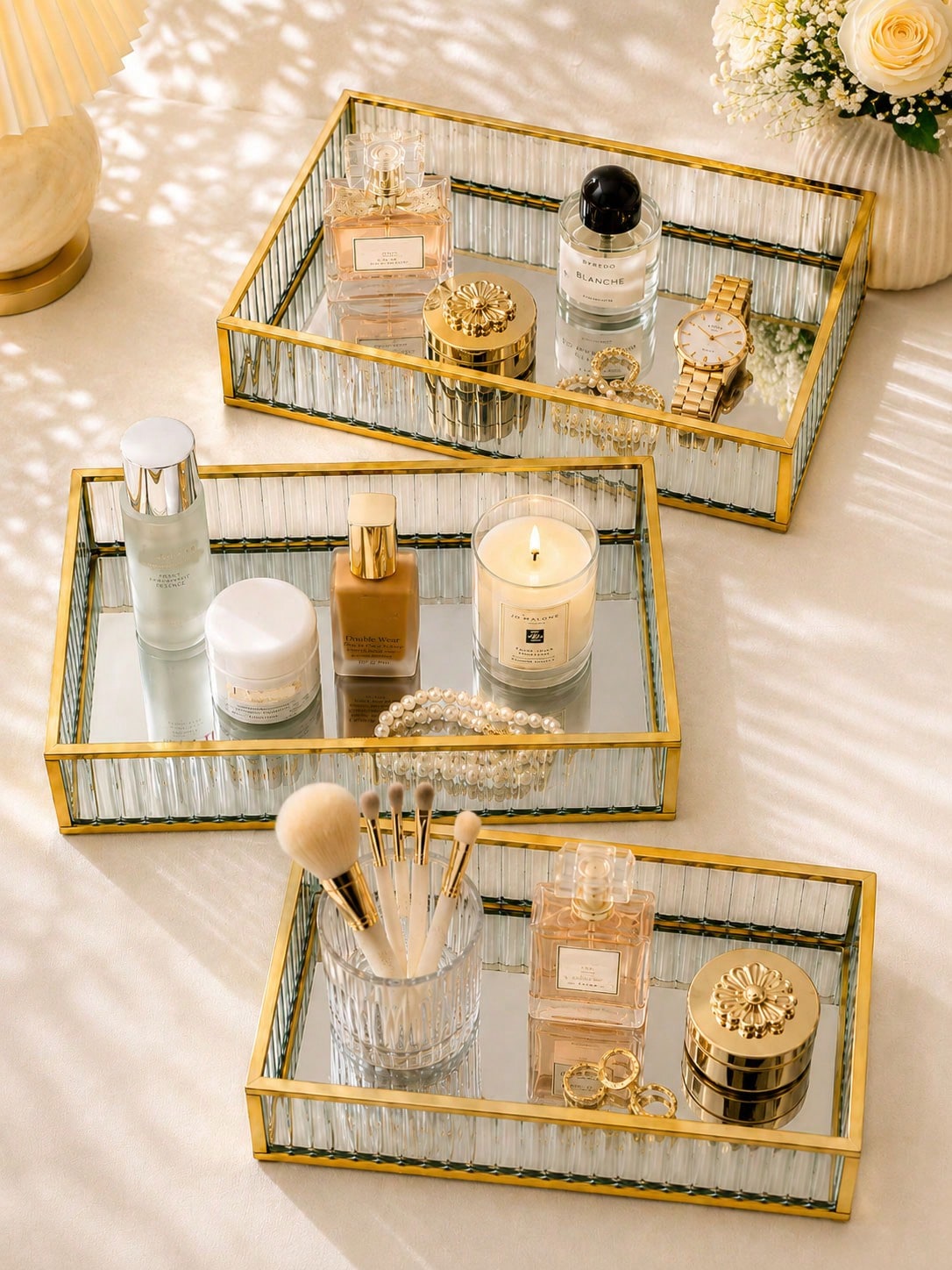 ถาดเก็บของทรงสี่เหลี่ยมผืนผ้าล - Luxury Gold Skincare บทวิจารณ์และราคา