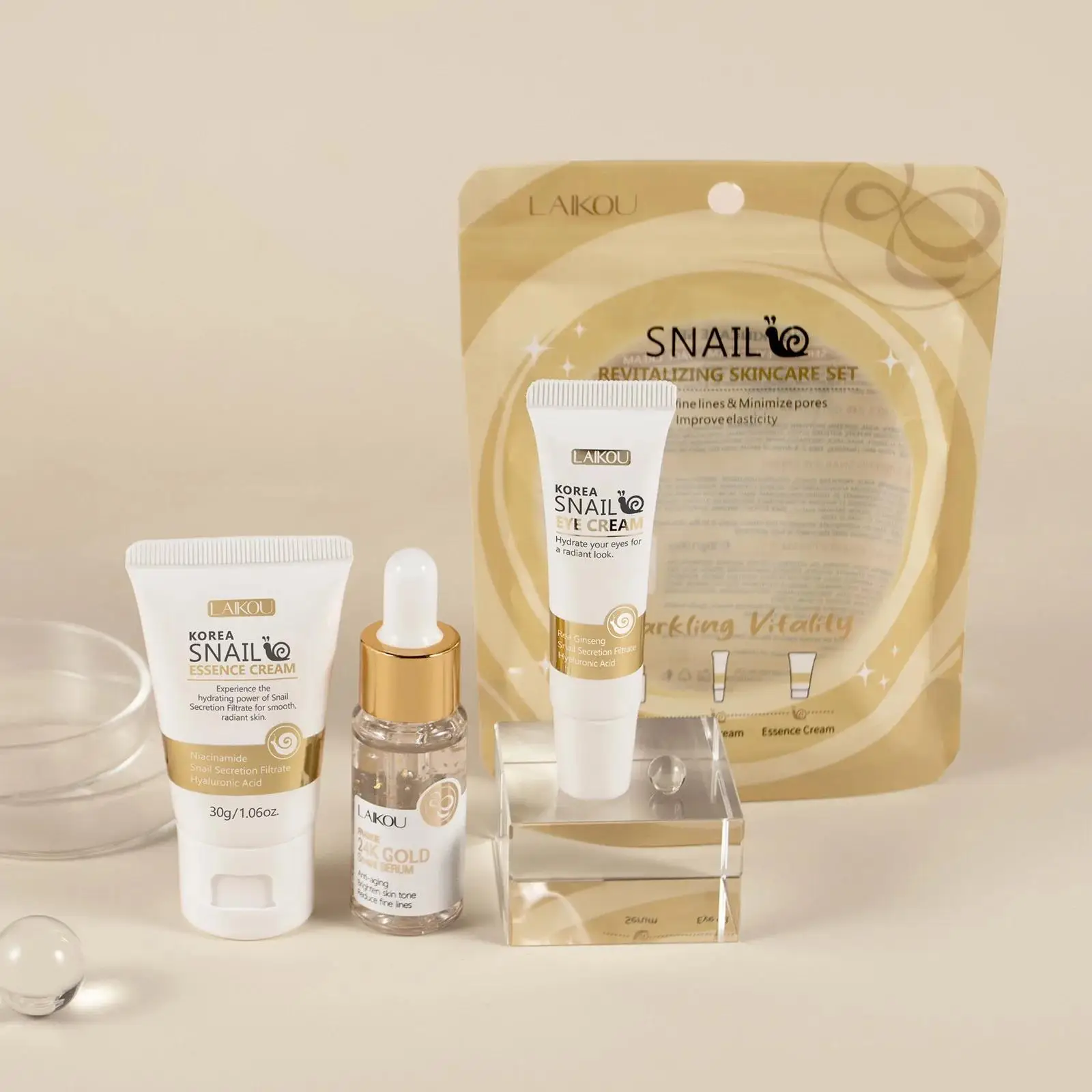เซรั่มบำรุงผิวหน้าและรอบดวงตาส - Luxury Gold Skincare บทวิจารณ์และราคา